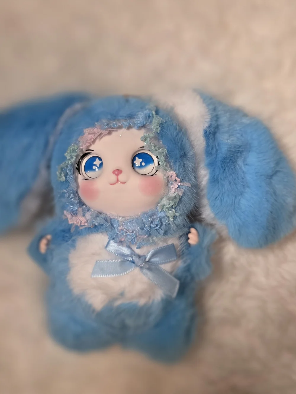 Plush Blue Bunny Keychain Cute Large Soft